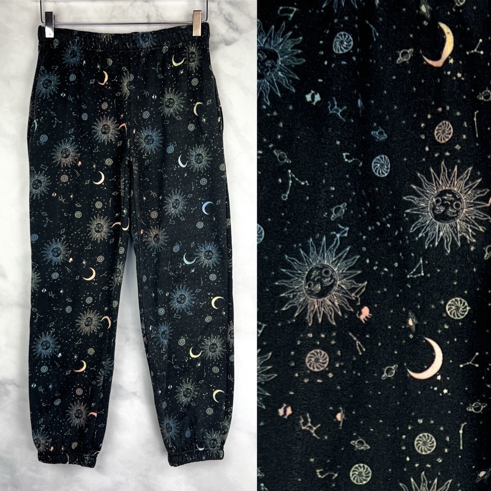 Faded Rose Celestial Constellation Sun Moon Stars Jogger Sweatpants Cozy Comfy M